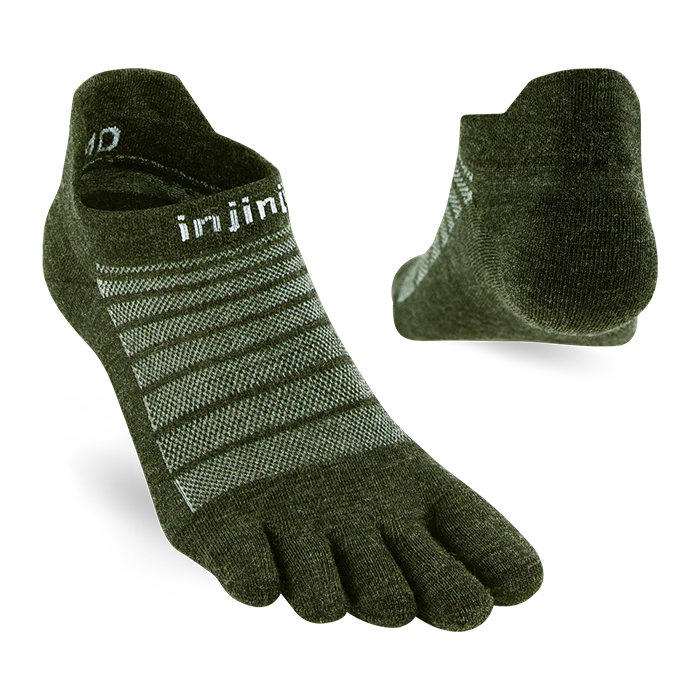 Injinji Run Light Weight Wool No Show Mens Forest