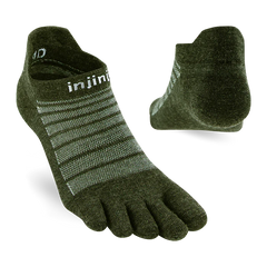 Injinji Run Light Weight Wool No Show Mens Forest