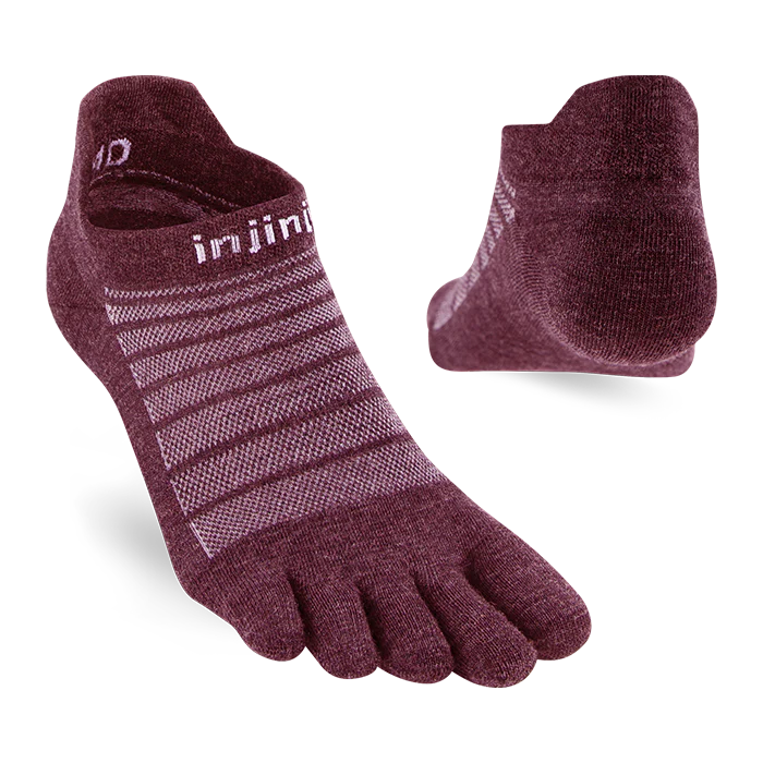 Injinji Run Light Weight Wool No Show Mens Garnet