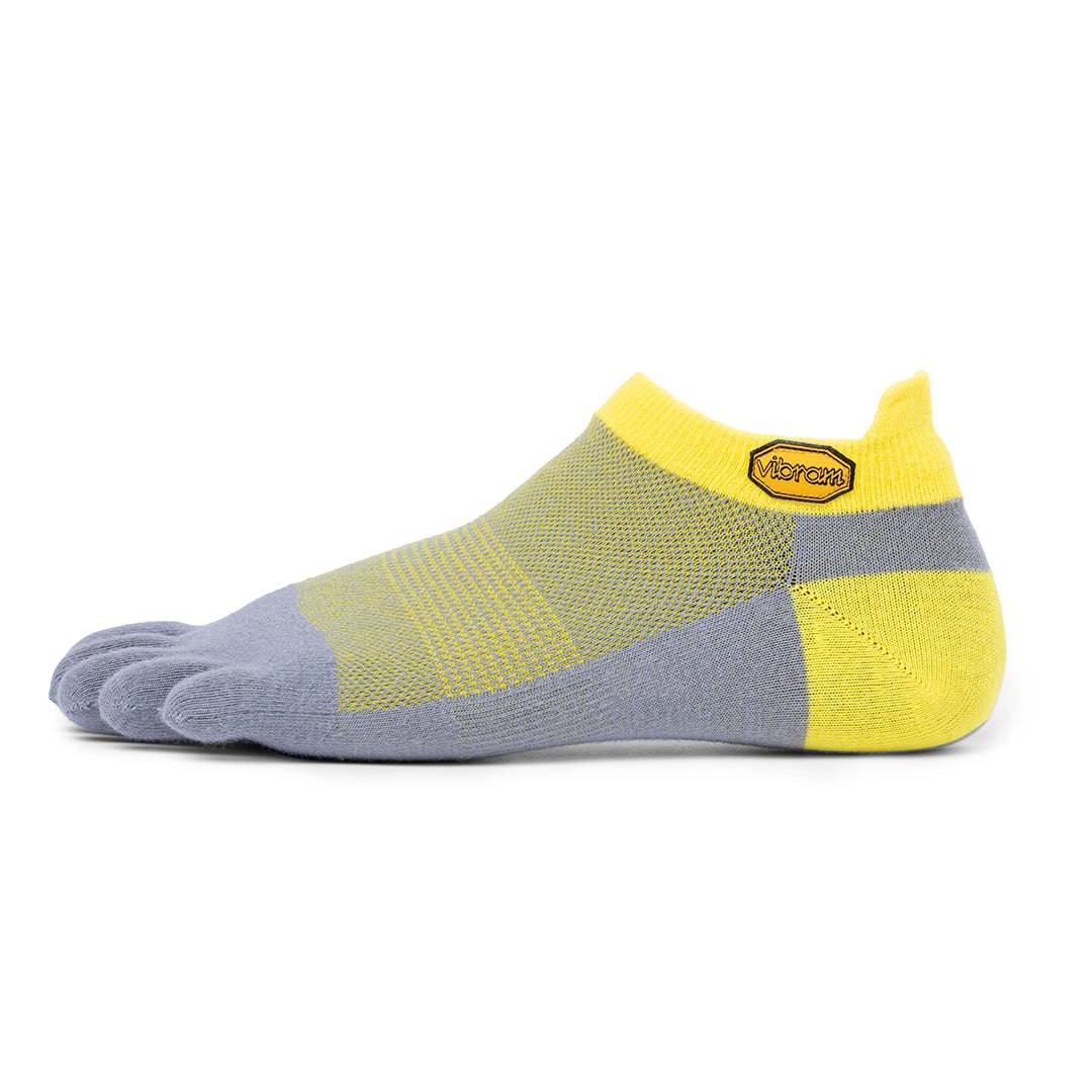 Vibram No Show Toe Socks Yellow Grey
