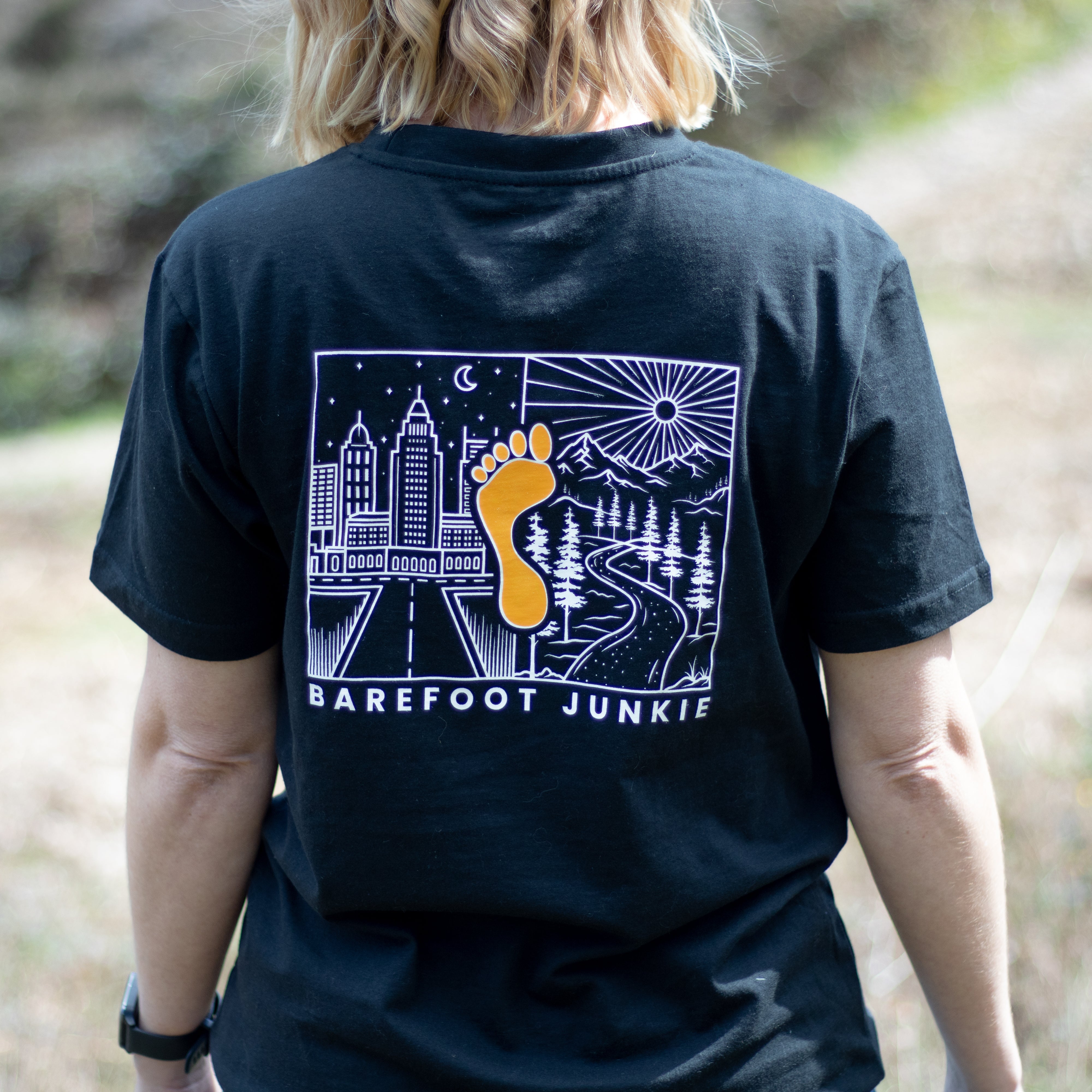 Barefoot Junkie Night & Day T-Shirt Black (Unisex Fit)